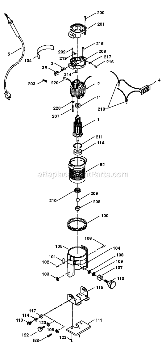 Page A Diagram and Parts List for 3191 Type 2 Porter Cable Laminate Trimmer